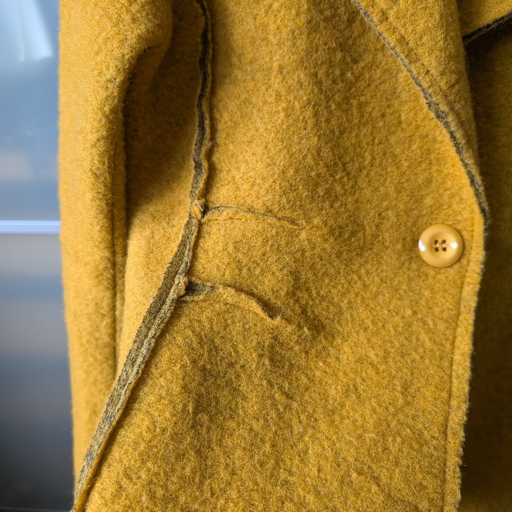 🇮🇹 Beautiful Textured Mustard Yellow Single-Button Blazer Jacket - S - Picture 8 of 12